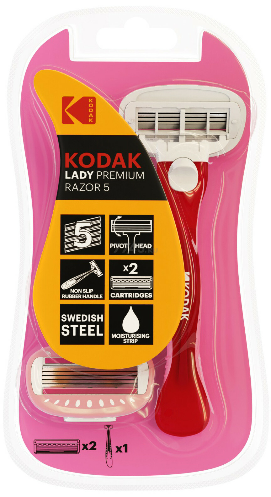 Бритва KODAK Lady Premium Razor 5 и кассета 2 штуки (Б0053242)